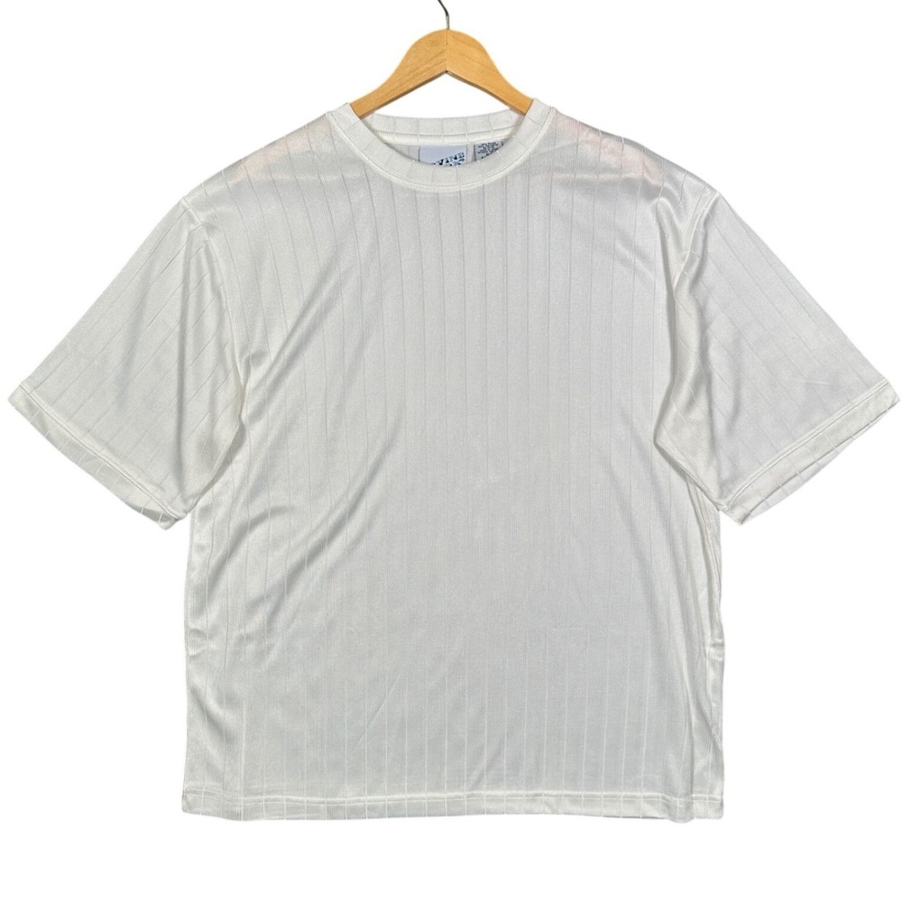 IRVINE PARK Mens White Striped T Shirt Athletic Gym Workout Casual Size XL